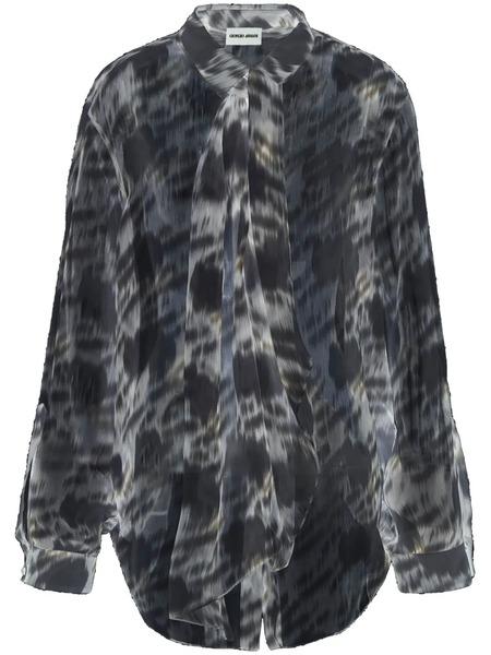  Giorgio Armani Abstract-print Silk Shirt - White 