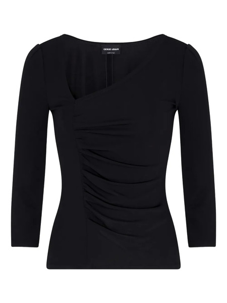  Giorgio Armani Asymmetric Ruched Top - Black 