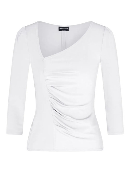  Giorgio Armani Asymmetric Ruched Top - Neutrals 