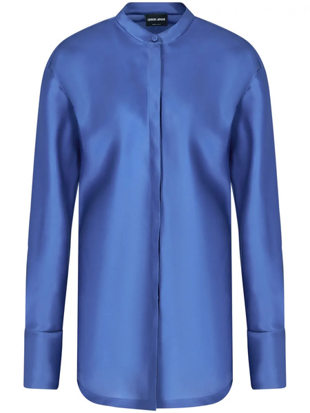  Giorgio Armani Band-collar Shirt - Blue 