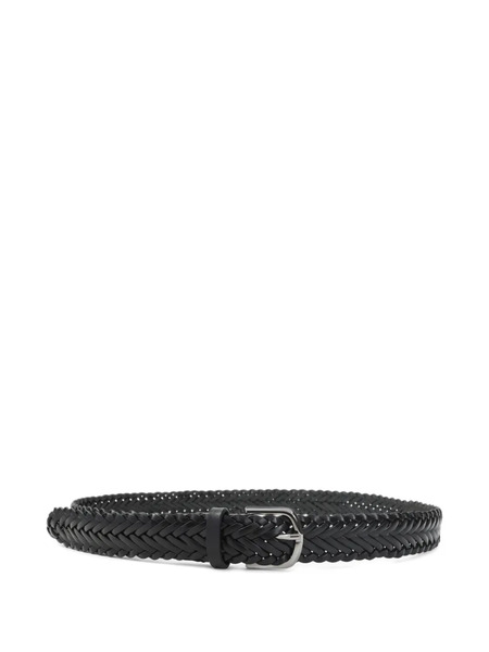  Giorgio Armani Braided Leather Belt - Black 