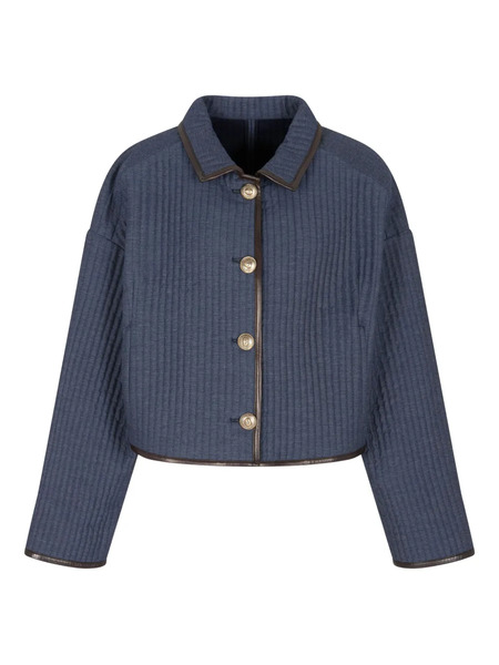 Giorgio Armani Buttoned Ribbed Jacket - Blue 