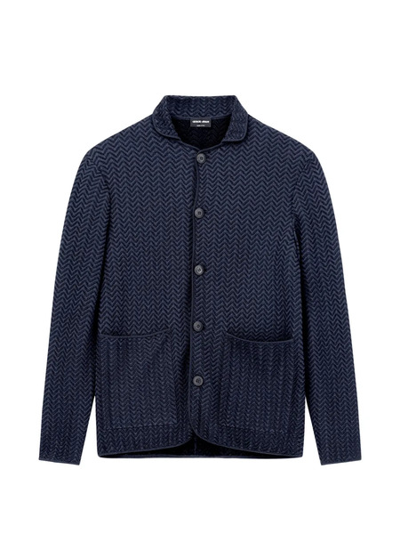  Giorgio Armani Chevron-patterned Jacket - Blue 