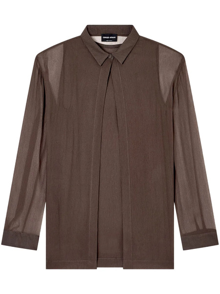  Giorgio Armani Double-layer Silk Top - Brown 