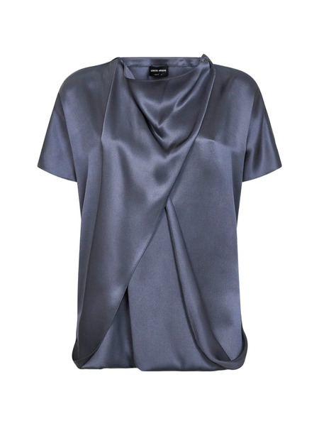  Giorgio Armani Draped Asymmetric Top - Blue 
