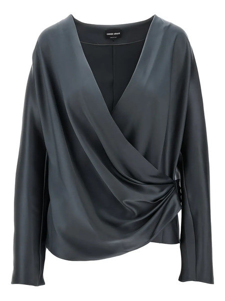  Giorgio Armani Draped Blouse - Grey 