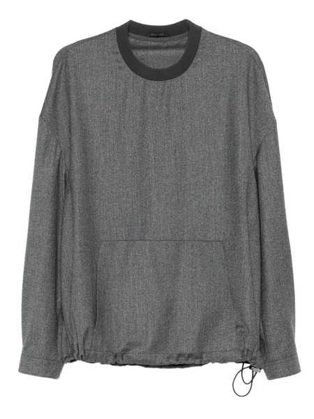  Giorgio Armani Drawstring Pocket Wool Sweatshirt - Grey 