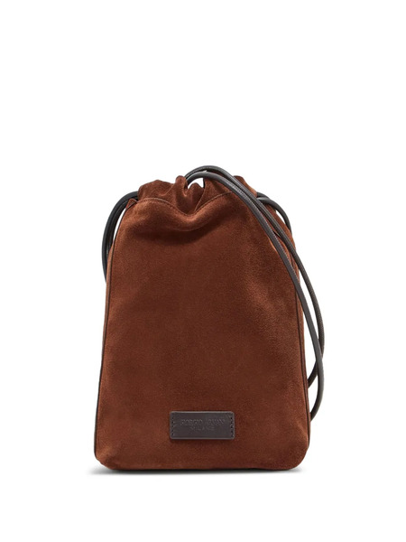  Giorgio Armani Drawstring Suede Shoulder Bag - Brown 