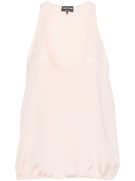  Giorgio Armani Elasticated Hem Silk Sleeveless Top - Pink 