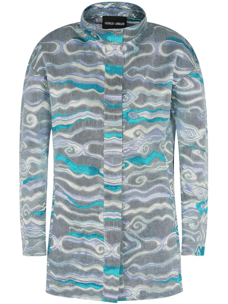  Giorgio Armani Fil-coupé Jacket - Blue 