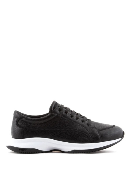  Giorgio Armani Grained-texture Leather Sneakers - Black 