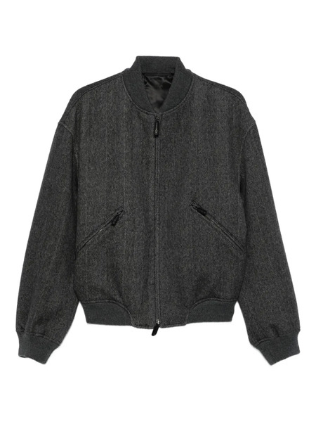  Giorgio Armani Herringbone Zip-front Bomber Jacket - Grey 