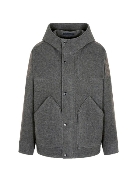  Giorgio Armani Hooded Buttoned Peacoat - Grey 