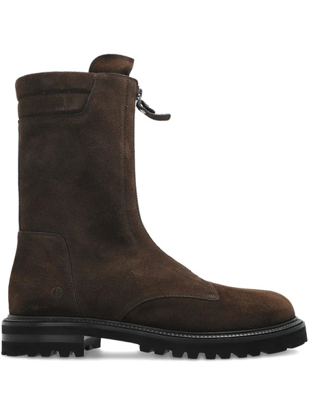  Giorgio Armani Leather Zip Boots - Brown 