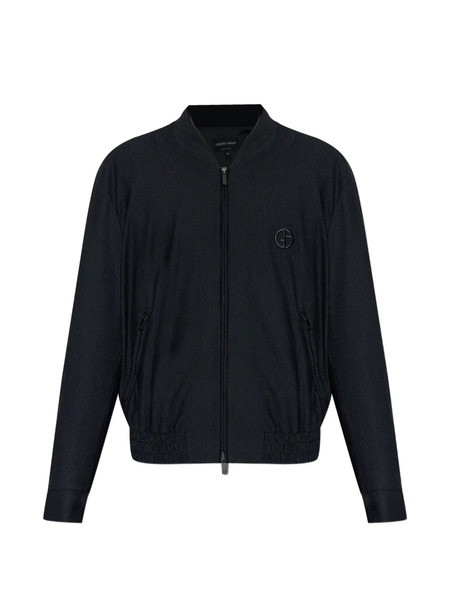  Giorgio Armani Logo-embroidered Bomber Jacket - Black 