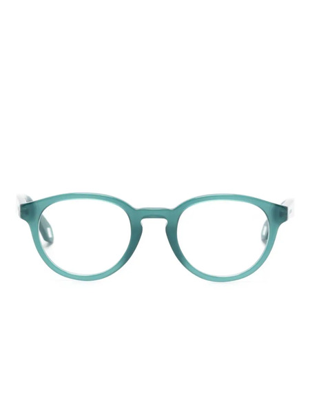  Giorgio Armani Logo-engraved Oval-frame Glasses - Green 