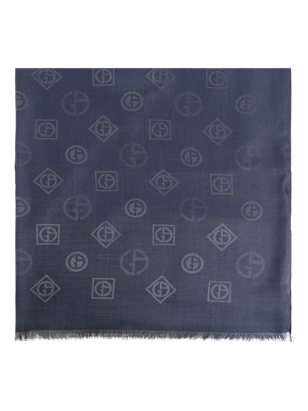  Giorgio Armani Logo-pattern Jacquard Scarf - Blue 