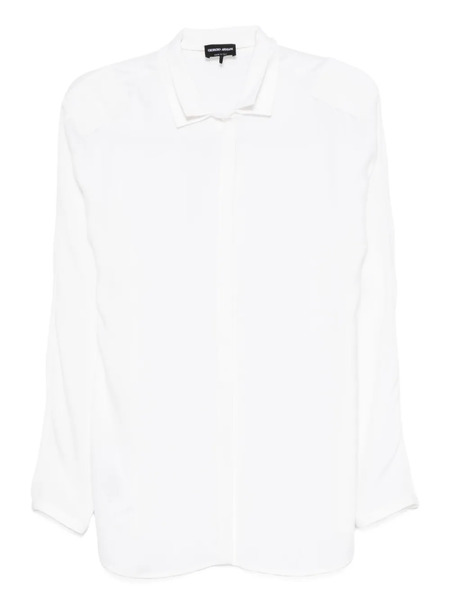  Giorgio Armani Long-sleeve Collared Shirt - White 