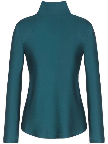  Giorgio Armani Mock-neck Silk Top - Green 