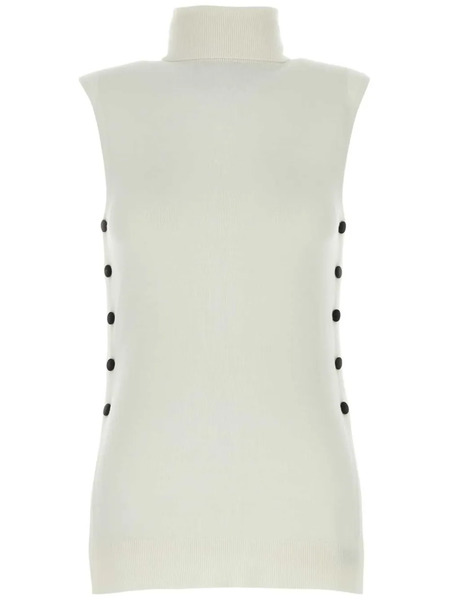  Giorgio Armani Mock-neck Wool Top - White 