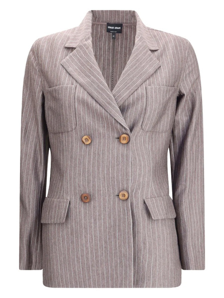  Giorgio Armani Pinstripe Double-breasted Blazer - Grey 