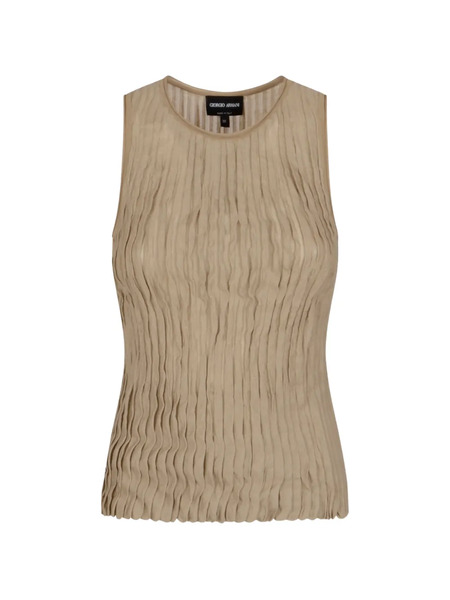  Giorgio Armani Pleated Lurex Top - Neutrals 