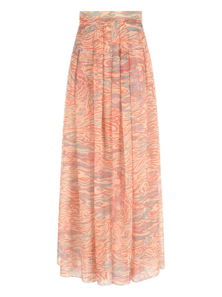  Giorgio Armani Pleated Print Maxi Skirt - Orange 
