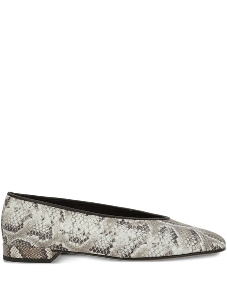  Giorgio Armani Python-print Squared Ballet Flats - Neutrals 