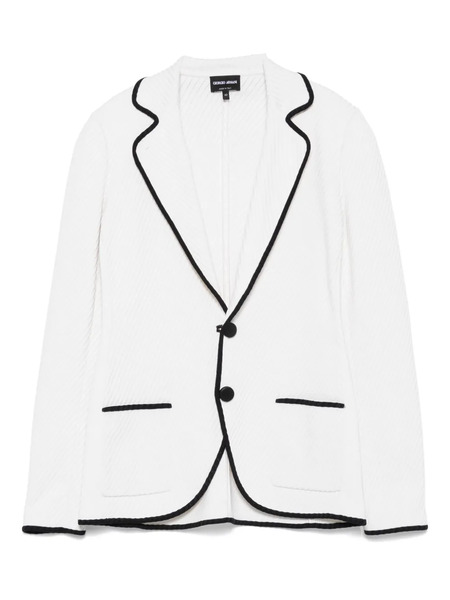  Giorgio Armani Ribbed-trim Blazer - White 