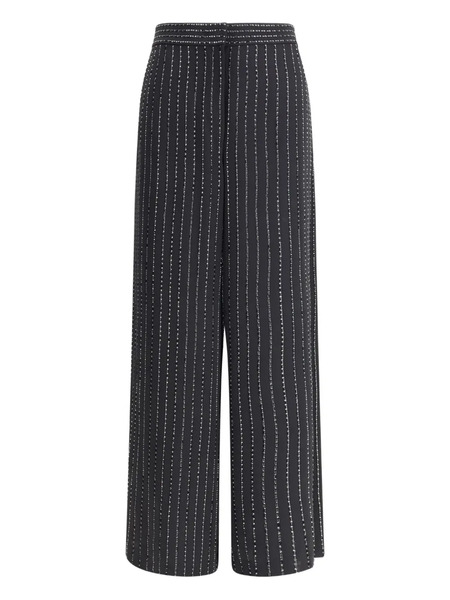  Giorgio Armani Sequin-embellished Pinstripe Trousers - Black 