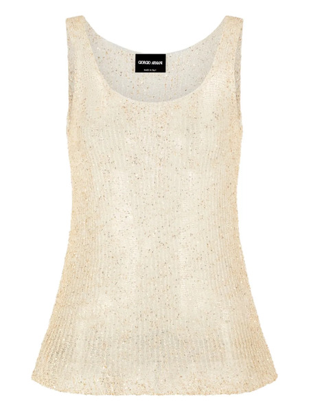  Giorgio Armani Sequin-embellished Top - Neutrals 