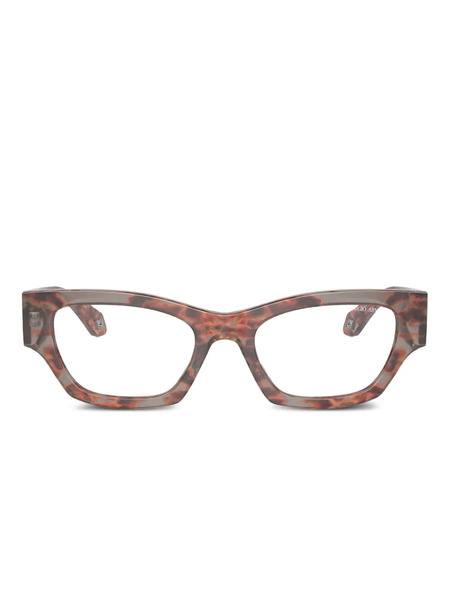  Giorgio Armani Tortoiseshell Geometric-frame Glasses - Brown 