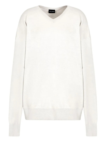  Giorgio Armani V-neck Long-sleeve Sweater - Neutrals 