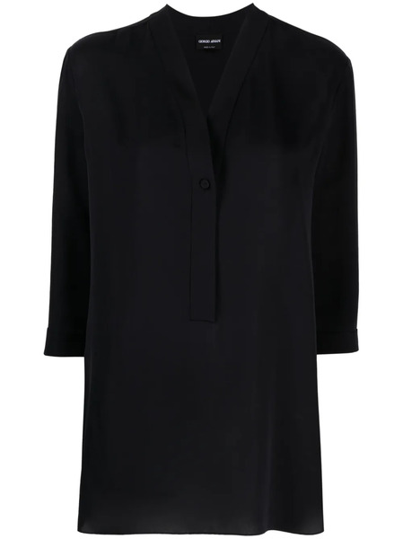  Giorgio Armani V-neck Silk Blouse - Blue 