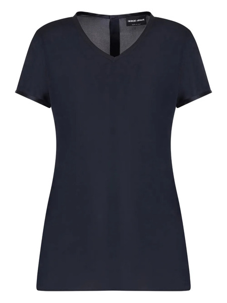  Giorgio Armani V-neck Silk Blouse - Blue 