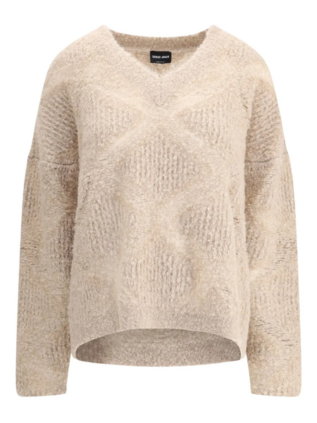  Giorgio Armani V-neck Textured Knit Sweater - Neutrals 