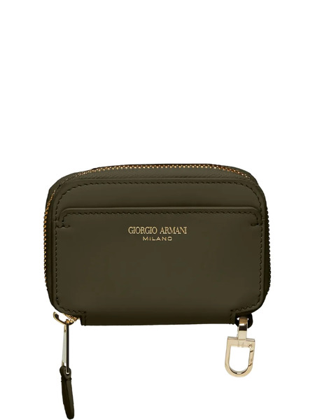  Giorgio Armani Zip-around Leather Wallet - Green 