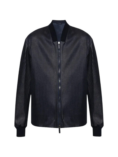  Giorgio Armani Zip Ribbed Jacket - Blue 