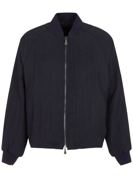  Giorgio Armani Zip-up Crinkled Bomber Jacket - Blue 