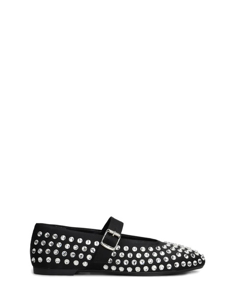  Gisel Moire Crystal-embellished Flat Pumps - Black 