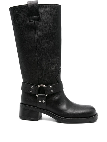  Gisel Moire 45mm Blackpool Ring-buckle Leather Boots 