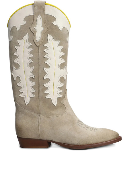  Gisel Moire 30mm Kansas Cowboy Boots - Neutrals 