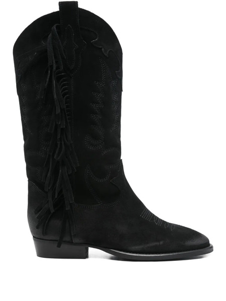  Gisel Moire 30mm Oklahoma Cowboy Boots - Black 