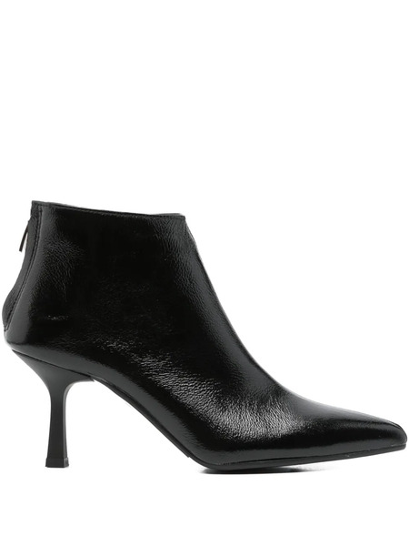  Gisel Moire 75mm Pointed-toe Leather Boots - Black 