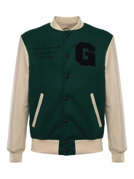  Giuliano Galiano Leather-sleeve Jacket - Green 