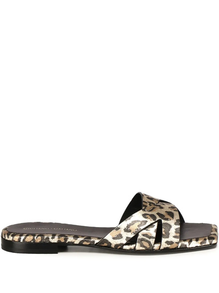  Giuliano Galiano Leather Slides - Neutrals 