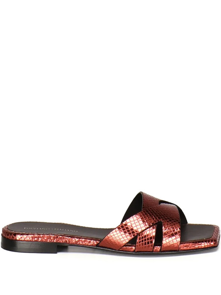  Giuliano Galiano Leather Slides - Red 