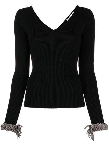  Giuseppe Di Morabito Braided-cuffs Ribbed-knit Top - Black 