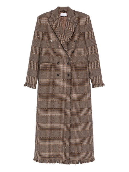  Giuseppe Di Morabito Check-print Double-breasted Coat - Brown 