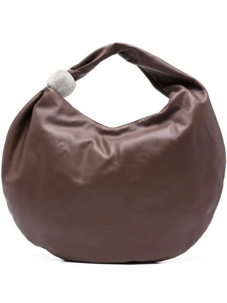  Giuseppe Di Morabito Crystal-embellished Leather Shoulder Bag - Brown 